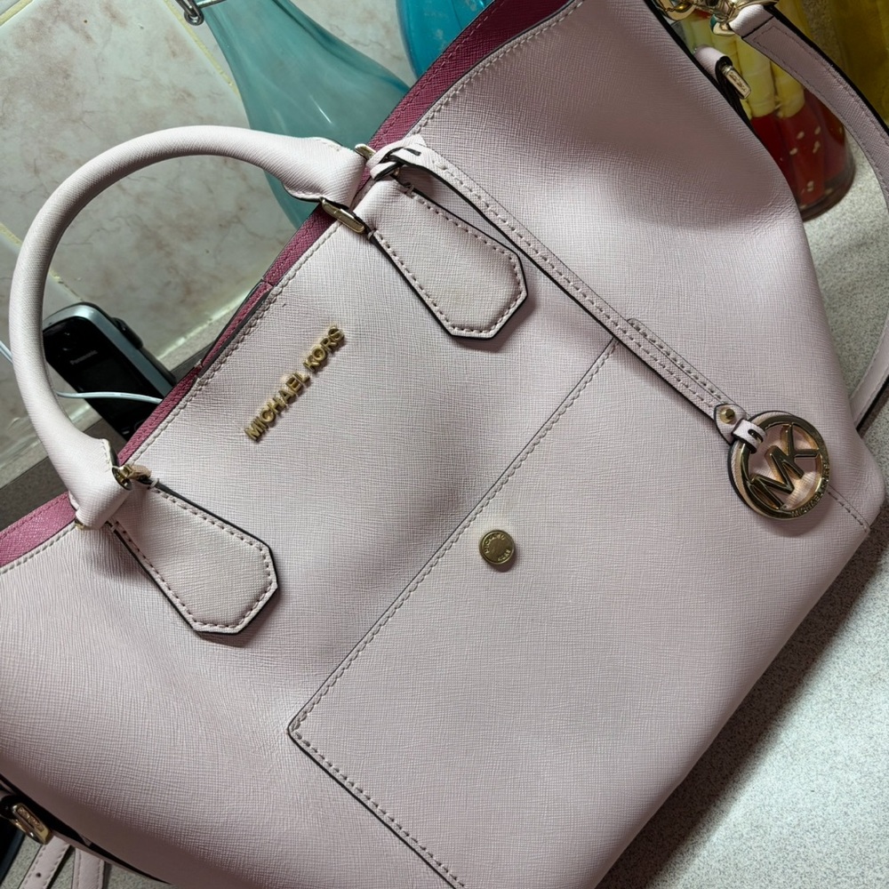 Michael Kors Pink Satchel Structured Leather